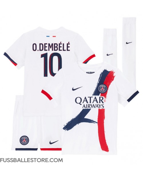 Günstige Paris Saint-Germain Ousmane Dembele #10 Auswärts Trikotsatzt Kinder 2024-25 Kurzarm (+ Kurze Hosen)